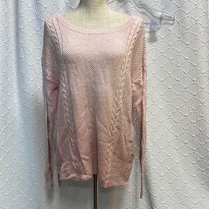 American‎ Eagle Outfitters size medium Light Pink Cable Knit Sweater fall winter